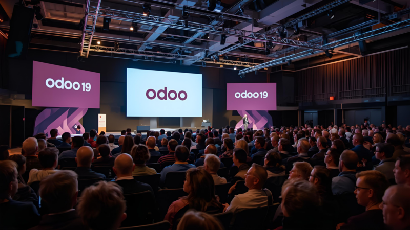 Odoo version 19 launch in Belgium exhibition hall